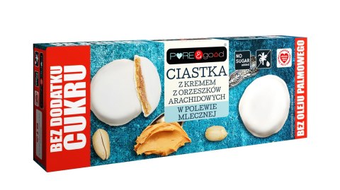 CIASTKA Z KREMEM Z ORZESZKÓW ZIEMNYCH W POLEWIE MLECZNEJ BEZ DODATKU CUKRU 128 g - PURE&GOOD