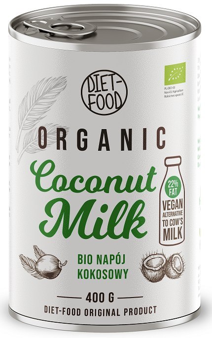 COCONUT MILK - NAPÓJ KOKOSOWY (22 % TŁUSZCZU) BIO 400 ml - DIET-FOOD