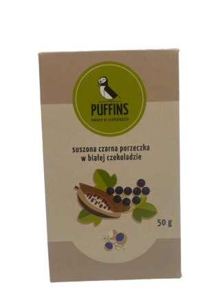 CZARNA PORZECZKA W BIAŁEJ CZEKOLADZIE 50 g - PUFFINS