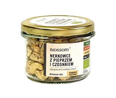 ORZECHY NERKOWCA Z PIEPRZEM I CZOSNKIEM BEZGLUTENOWE BIO 120 g - BIOSSOM