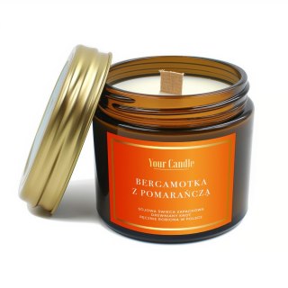 ŚWIECA SOJOWA ZAPACHOWA Z DREWNIANYM KNOTEM BERGAMOTKA Z POMARAŃCZĄ 120 ml - YOUR CANDLE