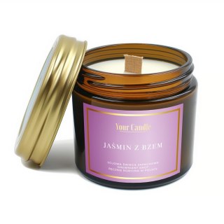 ŚWIECA SOJOWA ZAPACHOWA Z DREWNIANYM KNOTEM JAŚMIN Z BZEM 120 ml - YOUR CANDLE