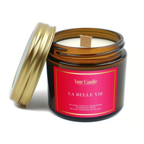 ŚWIECA SOJOWA ZAPACHOWA Z DREWNIANYM KNOTEM LA BELLE VIE 120 ml - YOUR CANDLE