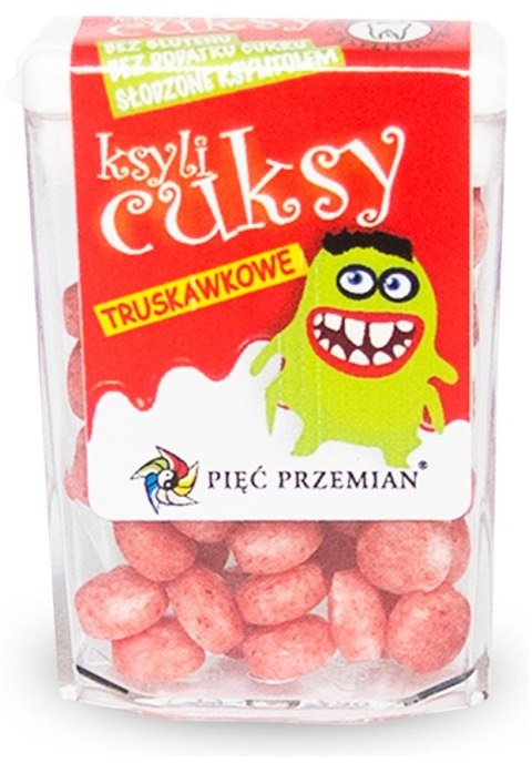 CUKIERKI Z KSYLITOLU KSYLICUKSY TRUSKAWKOWE BEZGLUTENOWE 13 g - PIĘĆ PRZEMIAN