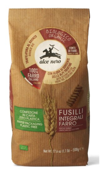 MAKARON (Z PŁASKURKI RAZOWY) FUSILLI BIO 500 g - ALCE NERO