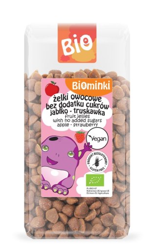 ŻELKI OWOCOWE JABŁKO - TRUSKAWKA BEZ DODATKU CUKRÓW BIO 400 g - BIOMINKI