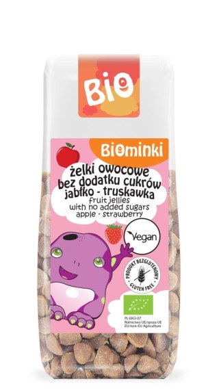 ŻELKI OWOCOWE JABŁKO - TRUSKAWKA BEZ DODATKU CUKRÓW BIO 75 g - BIOMINKI