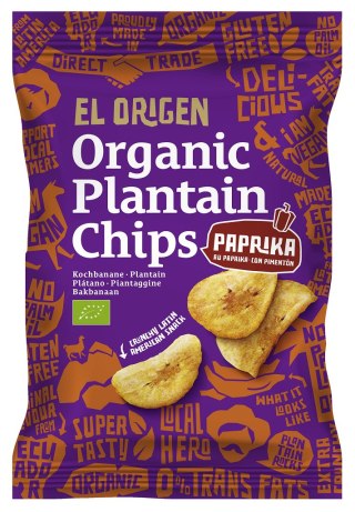 CHIPSY Z PLANTANA PAPRYKOWE BEZGLUTENOWE BIO 80 g - EL ORIGEN