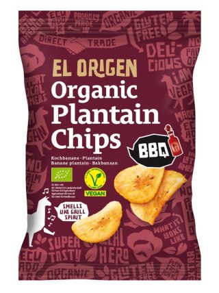 CHIPSY Z PLANTANA BBQ BEZGLUTENOWE BIO 80 g - EL ORIGEN