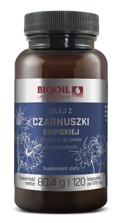 OLEJ Z CZARNUSZKI EGIPSKIEJ TŁOCZONY NA ZIMNO (670 mg) 120 KAPSUŁEK - BIOOIL