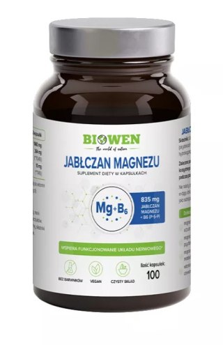 JABŁCZAN MAGNEZU + WITAMINA B6 100 KAPSUŁEK - HEMPKING (BIOWEN)