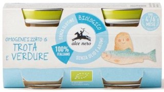 KREM Z PSTRĄGA Z WARZYWAMI BEZGLUTENOWY OD 4 MIESIĄCA BIO (2 x 80 g) 160 g - ALCE NERO