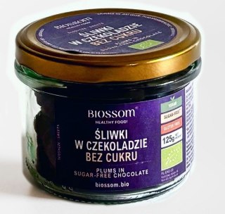 ŚLIWKI KALIFORNIJSKIE W CZEKOLADZIE BEZ DODATKU CUKRU BEZGLUTENOWE BIO 125 g - BIOSSOM