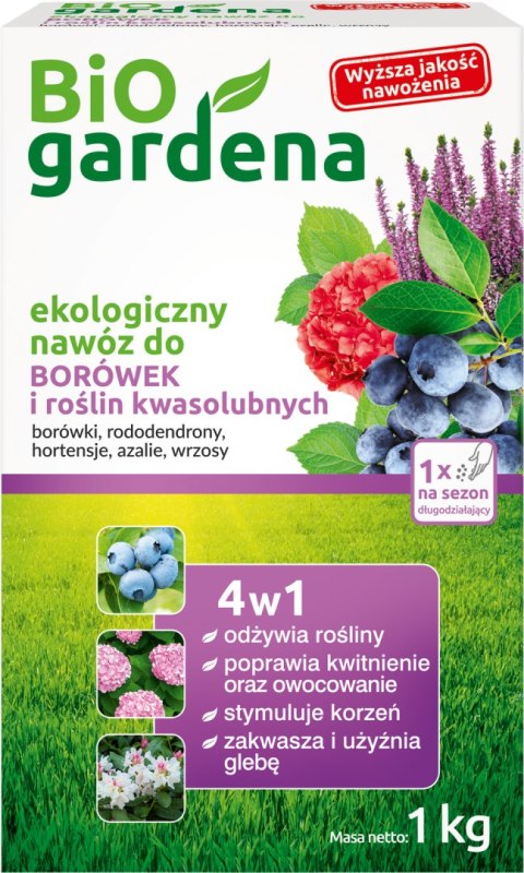 NAWÓZ DO BORÓWEK I ROŚLIN KWASOLUBNYCH ECO 1 kg - BIOGARDENA