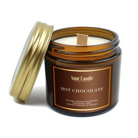 ŚWIECA SOJOWA ZAPACHOWA Z DREWNIANYM KNOTEM HOT CHOCOLATE 120 ml - YOUR CANDLE